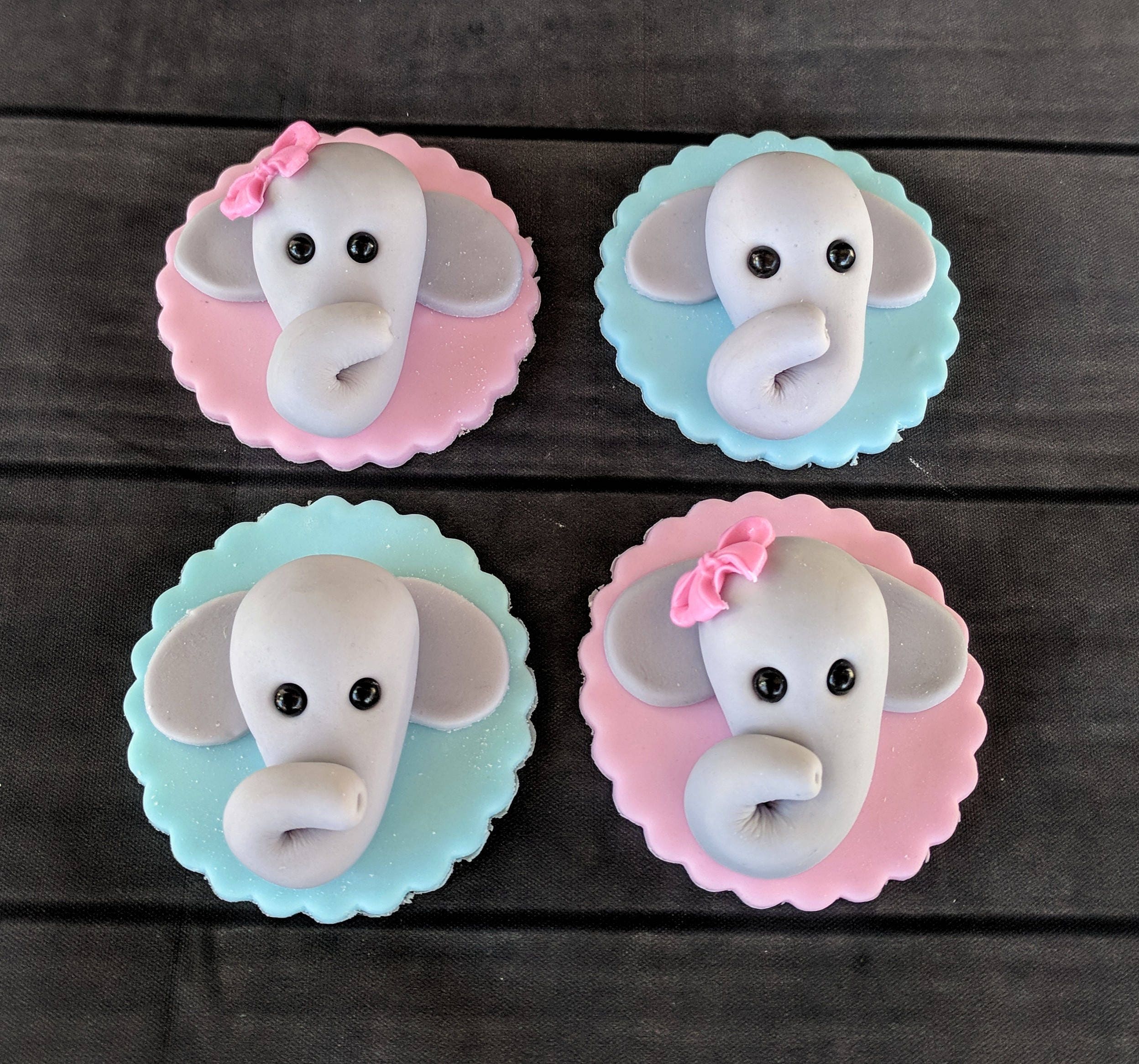 Fondant Elephant Cupcake toppers birthday baby shower