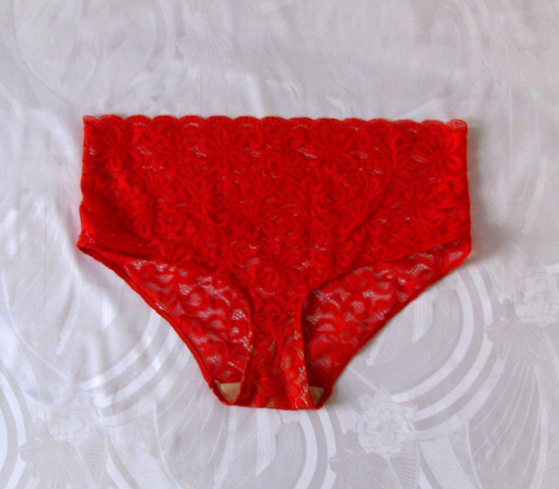 Passion color lingerie Red lace panties High waist panties Lace lingerie Plus size panties Handmade red knickers Made to order