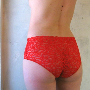 Passion color lingerie Red lace panties High waist panties Lace lingerie Plus size panties Handmade red knickers Made to order