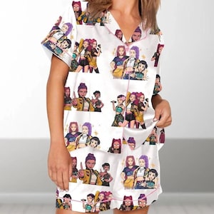 Kpop Huntrix Satin Pajamas Set, Kpop Demon Hunters Women Pajama