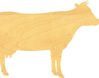 Cow Wood Cutout Small Sizes Up to 12 Inches - Mini Shape for DIY Crafts, Ornaments, Tiered Tray & Nursery Decor Projects