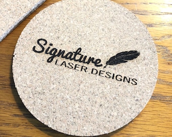 Custom Engraved Cork Coasters, Round or Square, Set of 6