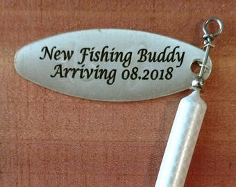 It's a Boy - New Fishing Buddy Arriving - Personalized Fishing Lure 1/2 Ounce Rooster Tail