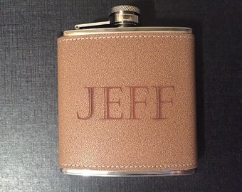 Engraved 6 Ounce Flask Only With Text and or Logo Groomsmen Gift