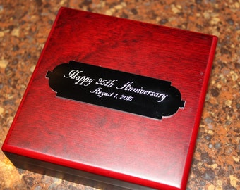 Metal Rosewood Finish Gift Boxes With Engraved Plate