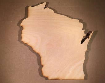 WI Wisconsin Wood Cutout - Small Shapes for Projects or Other Use