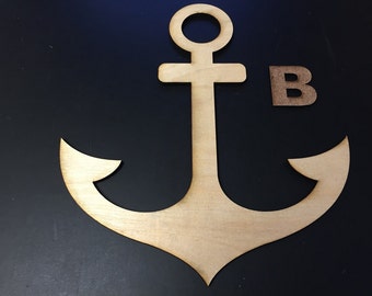 Anchor Wood Cutout - Nautical Shape for Ship Decor, Beach Crafts, and Wall Art, 1/4in Birch Plywood, 2 to 12 Inch Sizes