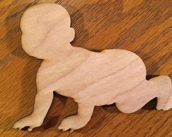Baby Wood Cutout - Small Size Shapes for Baby Shower Favors, Games, Gifts, and Nursery Decorations