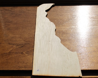 DE Delaware Wood Cutout - Shapes for Projects or Other Use