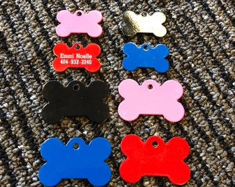 Custom Bone Pet ID Tag – Engraved Pet Name and Phone Number Collar Charm