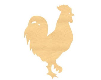 Rooster Wood Cutout Small Sizes Up to 12 Inches  - Shapes for Projects or Other Use