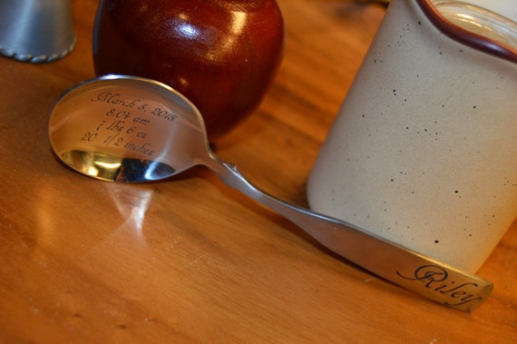 engraved baby spoon
