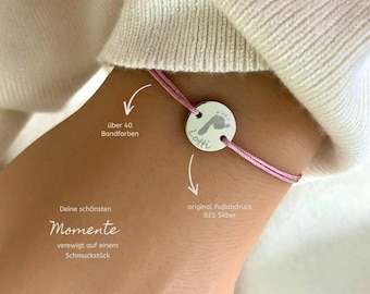 Bransoletka ze srebra 925, złota z różowym złotem, grawerowany ślad stopy