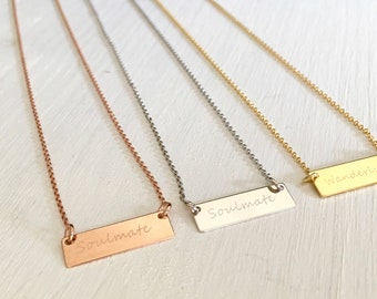 Necklace BAR custom engraving family necklace