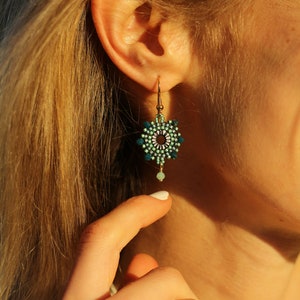Boho Miyuki earrings 925 silver feather-light