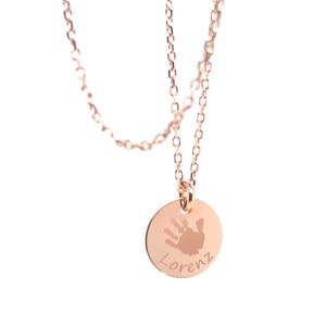 Necklace with personalized engraving 10 mm 925 Sterling Silver Rose Gold Engraving