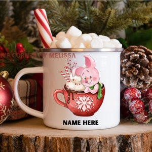 Taza personalizada de chocolate caliente Piglet de dibujos animados, taza de chocolate caliente para niños