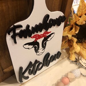 3D Farmhouse Kitchen mini cutting board decor. 7” x 4”.