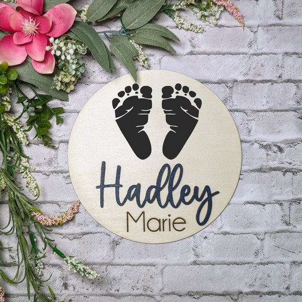 Double Sided Birth Announcement Sign for Footprints