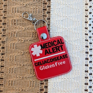 Medical Alert Celiac Disease Gluten Free Keychain Tag