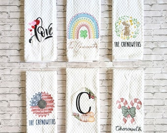 Set of 6 Holiday Personalized Towels