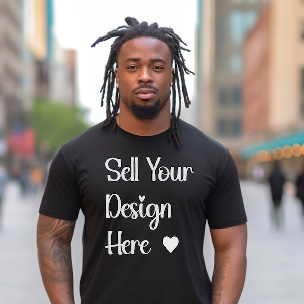 Black Male Mockup Model, Black Mens Tshirt Mockup, Summer Male Shirt Mock up, Black Shirt Mock up, Use for Clipart PNG or Sublimation Tshirt