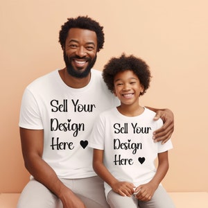 Black Daddy and Me Mockup, Kids Child Tshirt Mockup, Digital Shirt Mockup, White Shirt Mockup, Use for Clipart, PNG, or Sublimation Tshirt