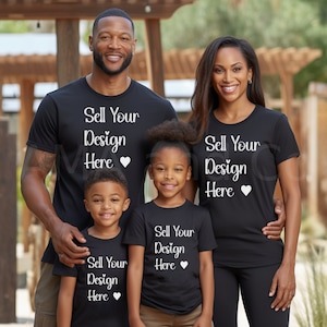Black Family T Shirt Mockup, Kids Child Tshirt Mockup, Digital Shirt