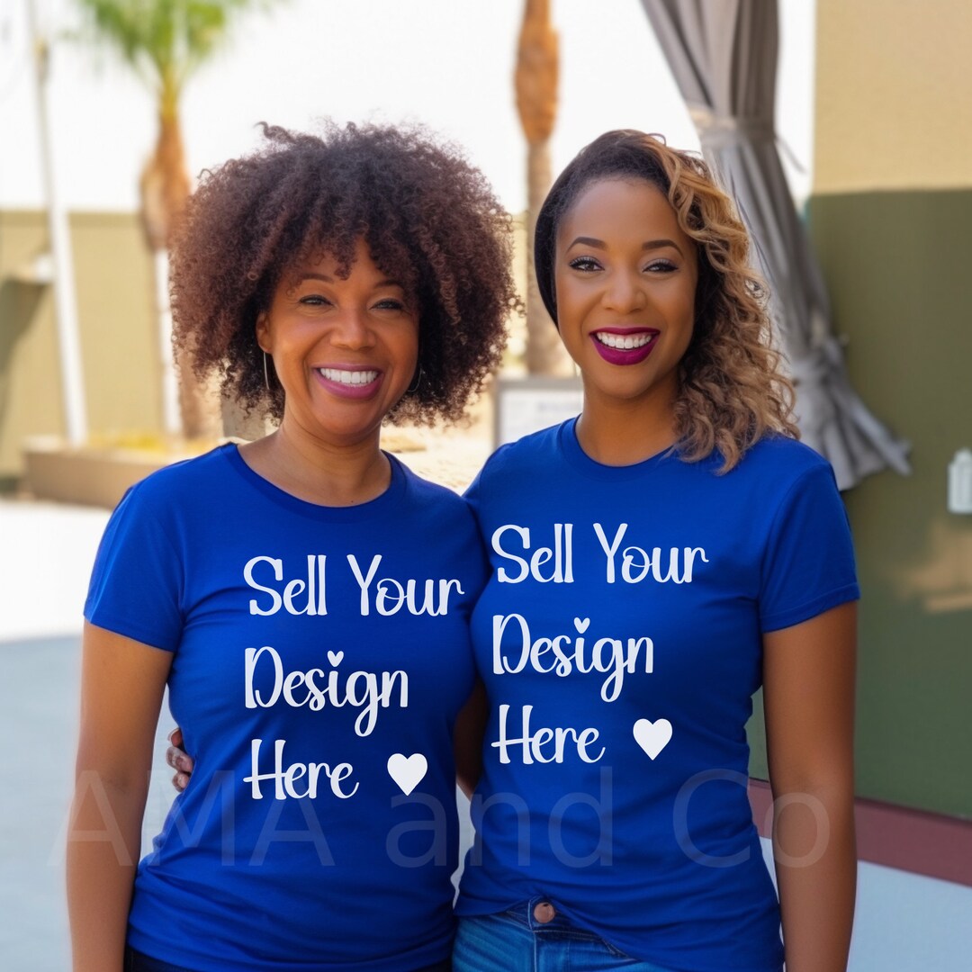 Black Woman Group Tshirt Mockup Royal Blue 2 Friends Tee Mockup black-woman-group-tshirt-mockup-royal-blue-2-friends-tee-mockup