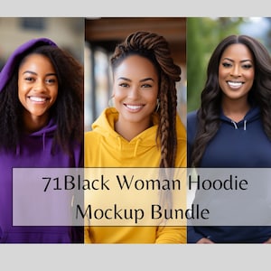 Black Woman Hoodie Mockup Bundle: Colorful Sweatshirt Mock-up (Digital Download)
