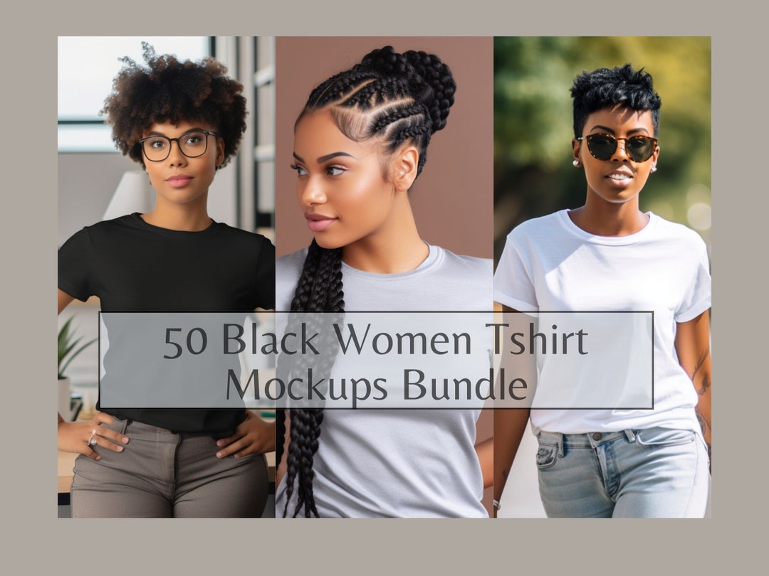 Black Women Mockup Bundle, African American Women T-shirt Mock Ups ...