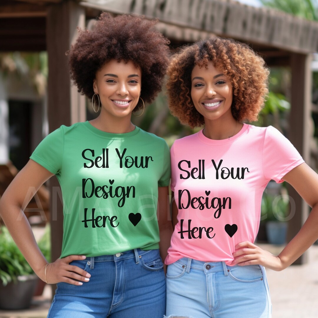 Black Woman Group Tshirt Mockup Pink green Tshirt Friend Tee Mockup black-woman-group-tshirt-mockup-pink-green-tshirt-friend-tee-mockup