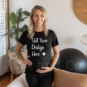 Kobieta w ciąży makieta, czarna koszulka ciążowa makieta, zdjęcie stockowe baby shower w ciąży, do clipartów PNG SVG Design