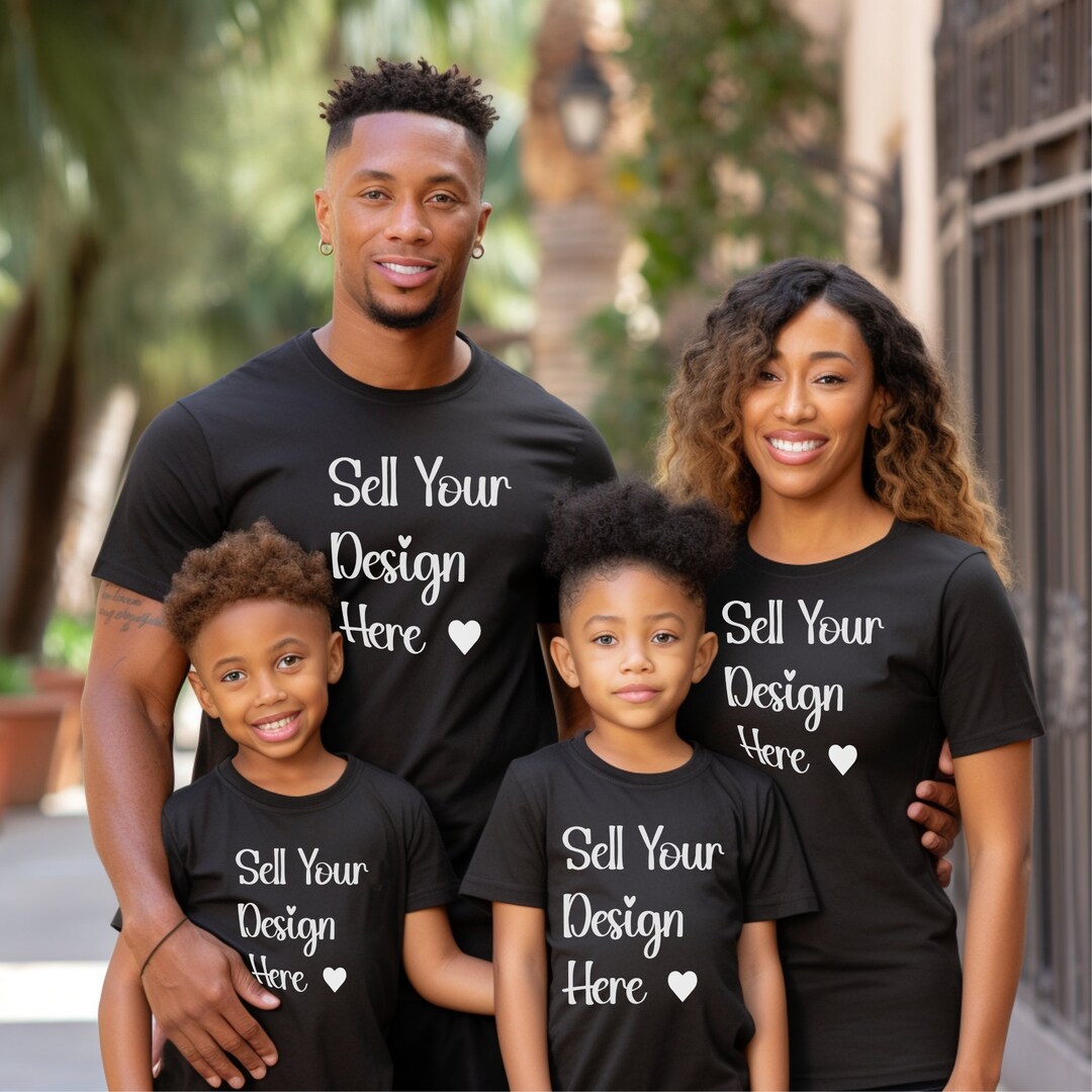 Black Family T Shirt Mockup, Kids Child Tshirt Mockup, Digital Shirt
