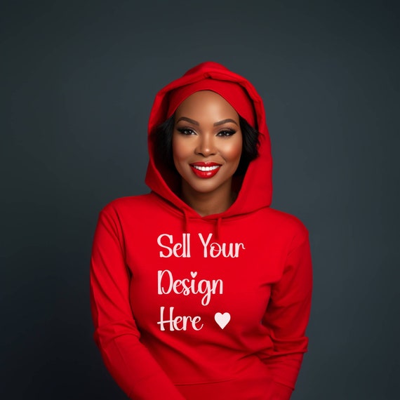 Ladies red hooded sweatshirt hot sale