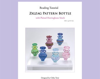 Zigzag Pattern Beaded Bottle, Plaited Herringbone Stitch (PDF), ept351-1bo