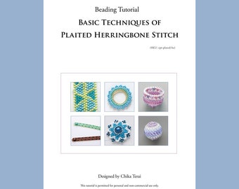 Beading tutorial for plaited herringbone stitch, seed bead pattern, pdf beading, ept-plated-he