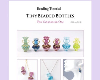 Seed bead pattern for beaded bottle charm, PDF beading tutorial, two variations, ept312-2