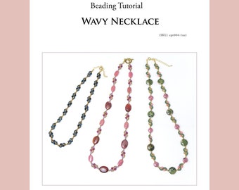 Bead pattern, beaded wave necklace pattern, beading tutorial PDF, 004-1ned