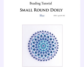 Beading pattern, bead weaving pattern, blue round doily digital pattern, 236-1bl