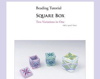 Beading Patterns for Decorative Box, peyote bead pattern small box, bead tutorial for square box using delica beads, ept427-1