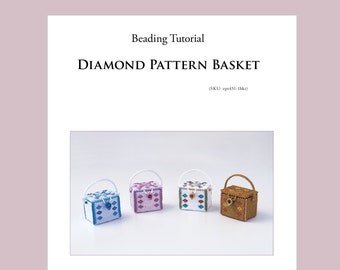 Beading Patterns for Diamond Pattern Basket, peyote bead pattern, bead tutorial square basket, ept451-1