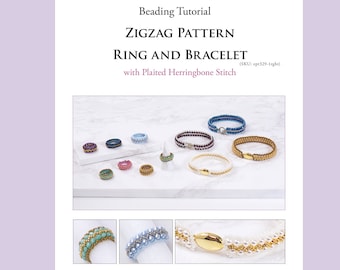 Zick-Zack-Muster Perlenring und Armband Anleitung, geflochtener Fischgrät-Stich (PDF), ept329-1rgbt