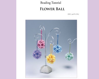 PDF Beading Pattern for Beaded Flower Ball ornament, Bead Weaving Tutorial, ept376-1