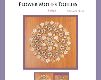 Brown Flower Motif Beaded Doily Tutorial, Two Variations (PDF Pattern), ept452-1-2do-brn