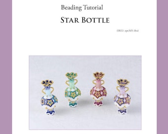 Seed bead pattern for bead bottle, beaded star christmas ornaments, PDF beading tutorial, ept365-1