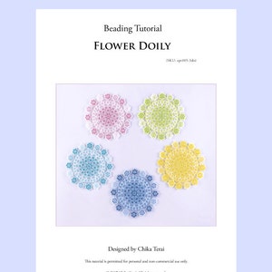 PDF Beading tutorial for small flower doily using netting stitch, seed bead pattern, home decor mat, ept105-3