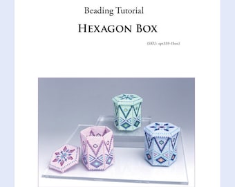 PDF Beading tutorial for hexagon beaded box using peyote stitch, bead weaving pattern for home decoration,  ept339-1