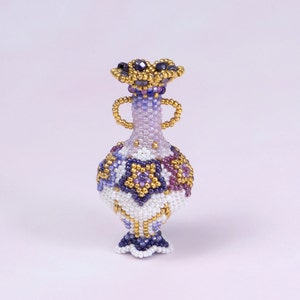 Star bottle, tiny vase, beaded bottle, purple, home decor vase, home decor accessory, miniature collection, beadwork, 365-1 image 1