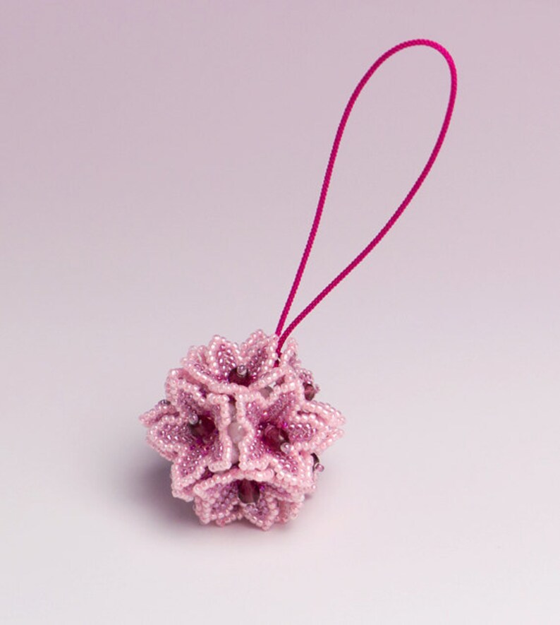 1404 pink floral home decor Beaded Flower Ball Ornament bag charm gift ideas for women